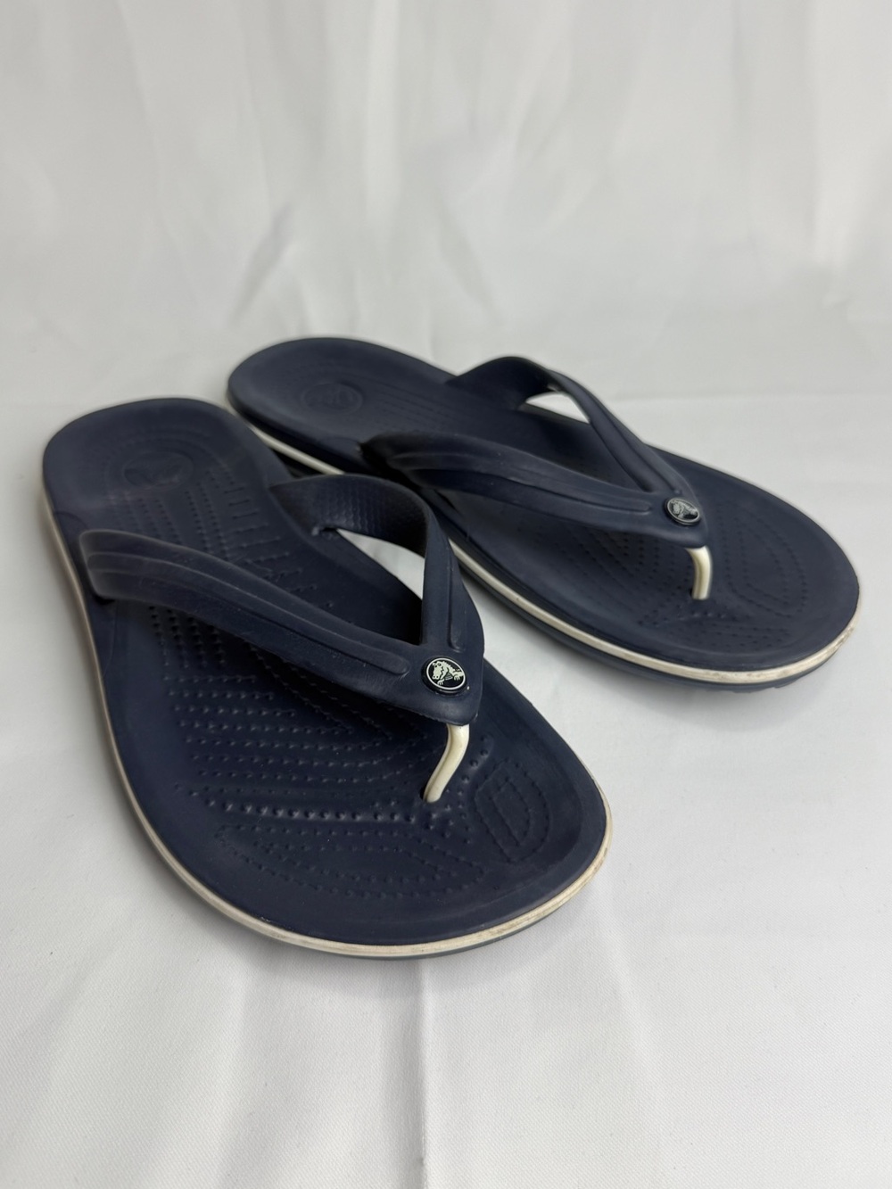 Crocs Crocband Flip Flops Thong Navy Blue Rubber Unisex Mens 7 Womens 9